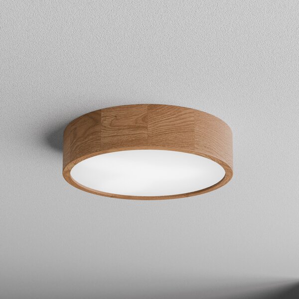 TEMAR LIGHTING Φωτιστικό οροφής Cleo DR375, IP54, Ø 37,5 cm, ξύλο δρυός, E27, ρυθμιζόμενος, Ξύλου, Μπάνιο, Ξύλο