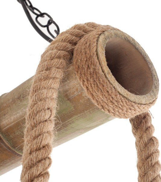 Artekko Artekko Hemp Rope Φωτιστικό Οροφής 6φωτο (Ε27) με Μαύρο Μέταλλο/Ξύλο/Σχοινί (80x10x130)cm 023-3318