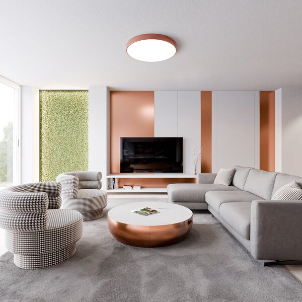 TEMAR LIGHTING Φωτιστικό οροφής Cleo 600, Ø 60 cm χαλκός, ρυθμιζόμενος, Χαλκού, Σαλόνι / τραπεζαρία, Μέταλλο