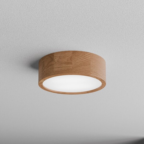 TEMAR LIGHTING Φωτιστικό οροφής Cleo DR275, IP20, αισθητήρας, Ø 28 cm, ξύλο δρυός, Ξύλου, Σαλόνι / τραπεζαρία, Ξύλο