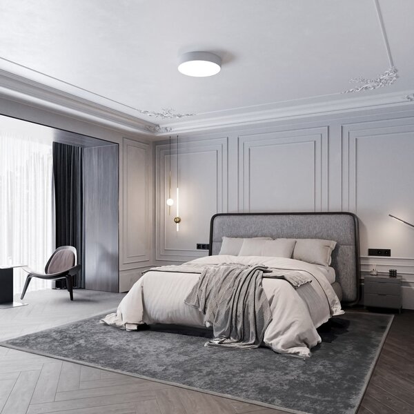 TEMAR LIGHTING Φωτιστικό οροφής Cleo 400, γκρι, αισθητήρας, IP20, Ø 40 cm, μέταλλο, Γκρι, Σαλόνι / τραπεζαρία, Μέταλλο, σύγχρονο