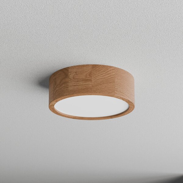 TEMAR LIGHTING Φωτιστικό οροφής Cleo DR275, IP20, αισθητήρας, Ø 28 cm, ξύλο δρυός, Ξύλου, Σαλόνι / τραπεζαρία, Ξύλο