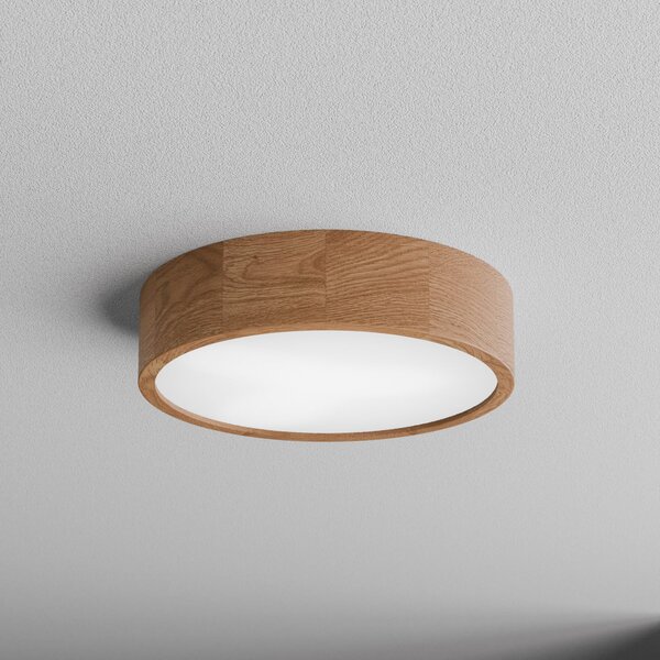 TEMAR LIGHTING Φωτιστικό οροφής Cleo DR375, IP20, αισθητήρας, Ø 38 cm, ξύλο δρυός, Ξύλου, Σαλόνι / τραπεζαρία, Ξύλο