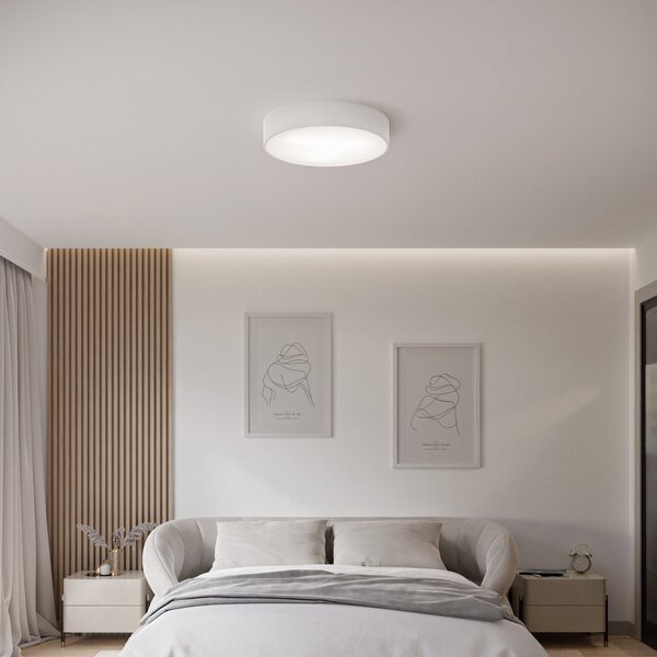 TEMAR LIGHTING Φωτιστικό οροφής Cleo 400, λευκό, αισθητήρας, IP20, Ø 40 cm, μέταλλο, Λευκό, Σαλόνι / τραπεζαρία, Μέταλλο, σύγχρονο