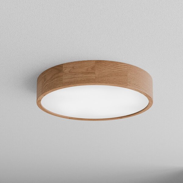 TEMAR LIGHTING Φωτιστικό οροφής Cleo DR475, IP54, Ø 47,5 cm, ξύλο δρυός, E27, ρυθμιζόμενος, Ξύλου, Μπάνιο, Ξύλο