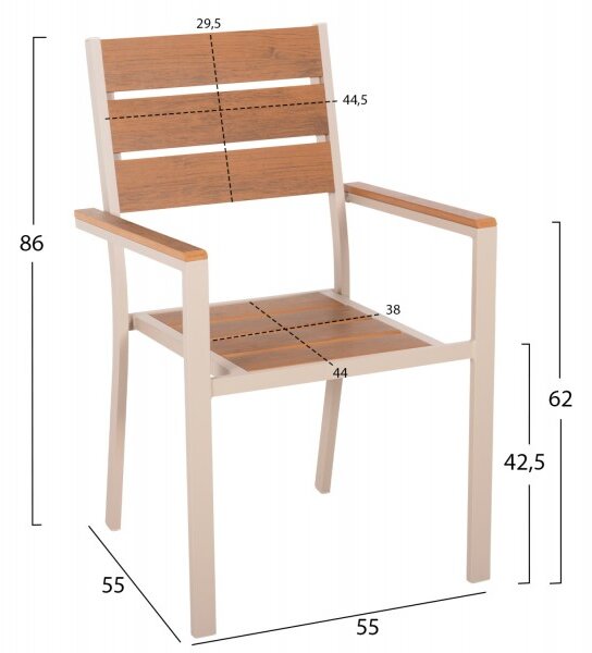 ΠΟΛΥΘΡΟΝΑ ΑΛΟΥΜΙΝΙΟΥ SAGA HM5981.04 ΣΑΜΠΑΝΙ-POLYWOOD ΣΕ ΦΥΣΙΚΟ 55x55x86Υεκ