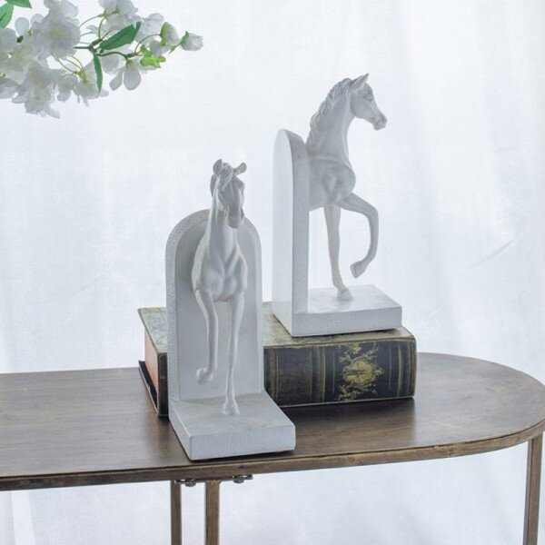 Artekko Artekko Bookends Βιβλιοστάτες Άλογα Ρητίνη Λευκό (12.7x9.4x26.9)cm Σετ/2 73642-WHIT