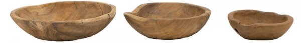 Artekko Artekko Woody Μπολ από Ξύλο Teak Φυσική Απόχρωση (25x25x8)cm (20x20x7.5)cm (15x15x6.5)cm Σετ/3 70625