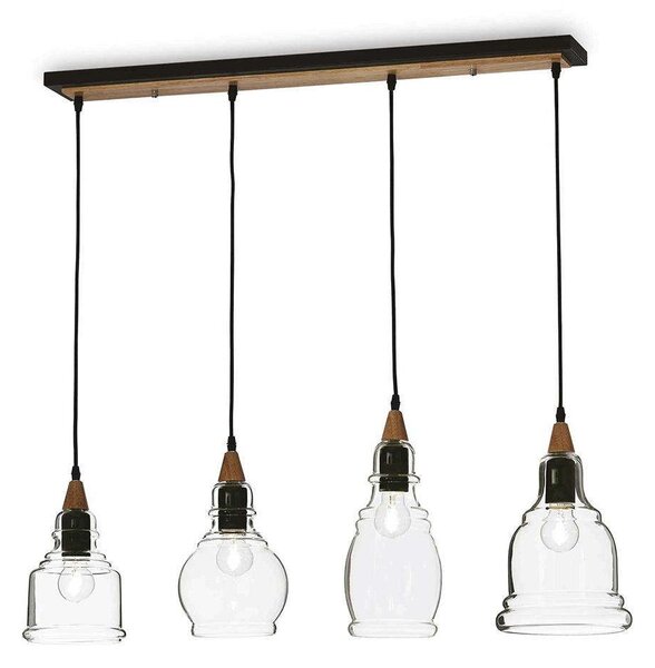 Φωτιστικό Οροφής-Ράγα Gretel 122557 82x50/131x25cm 4xE27 60W Clear-Black Ideal Lux