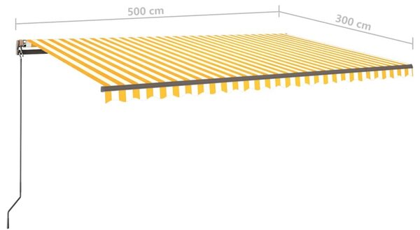 Τέντα Αυτόματη με LED & Αισθητήρα Ανέμου Κίτρινο/Λευκό 5x3 μ. - Κίτρινο