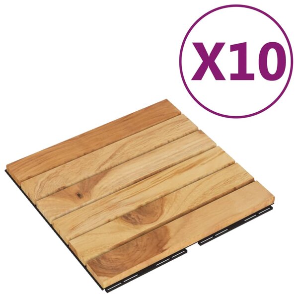 VidaXL Πλακάκια Deck Κάθετο Σχέδιο 10 τεμ. 30x30 εκ. Μασίφ Ξύλο Teak