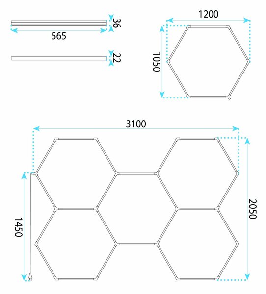 Φωτιστικό LED HEXAGON JNH051-H White