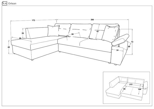 Γωνιακός καναπές - κρεβάτι Orlean