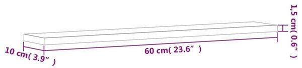 Ράφια Τοίχου 4 τεμ. Καφέ Δρυς 60x10x1,5 εκ. από Επεξεργ. Ξύλο - Καφέ