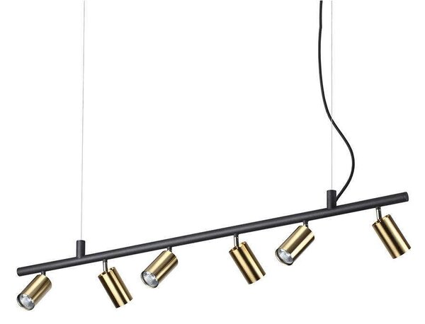 Φωτιστικό Οροφής-Ράγα Dynamite 244648 115,5x16,5/225x5,5cm 6xGU10 28W Gold-Black Ideal Lux