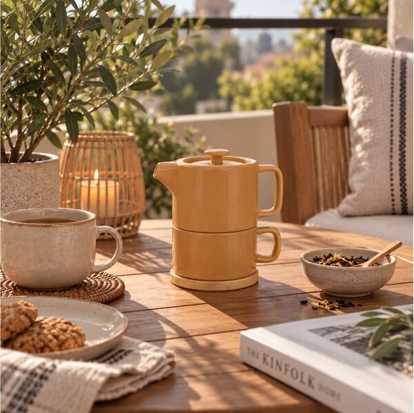 Τσαγιέρα Nature Ochre Secret de Gourmet με ενσωματωμένη κούπα, φίλτρο, βάση και χωρητικότητα 400ml