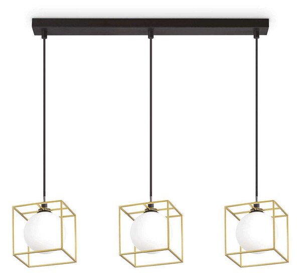 Φωτιστικό Οροφής-Ράγα Lingotto Single 251110 75x12x37/112cm 3xG9 28W Gold-Black Ideal Lux