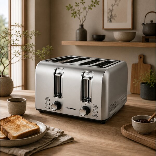 Φρυγανιέρα Heinner HTP-4S1500SS με ισχύ 1500W και χωρητικότητα 4 φέτες ψωμιού