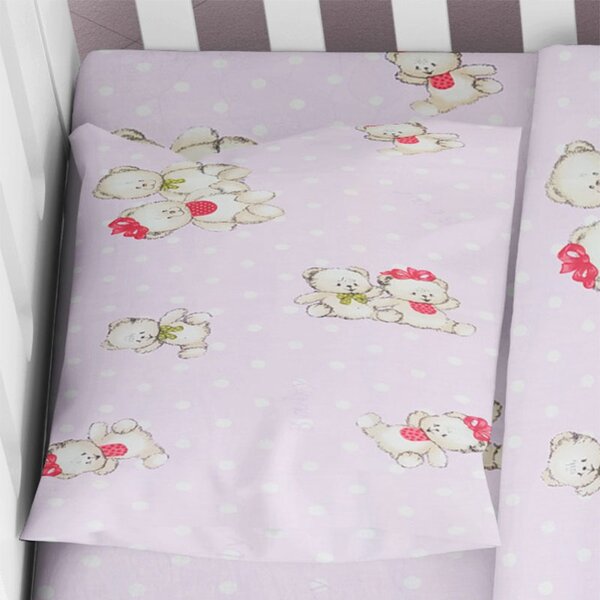 Βρεφική Μαξιλαροθήκη Dimcol Two Lovely Bears 65 Lilac