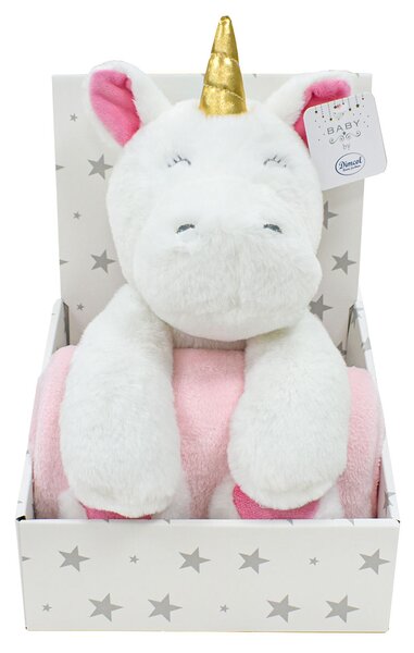 Κουβέρτα Fleece Αγκαλιάς (75x90) + Λούτρινο Dimcol Unicorn 02 White-Pink