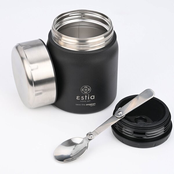 Θερμός Φαγητού 500ml & Κουτάλι Estia Save The Aegean Midnight Black 01-21658