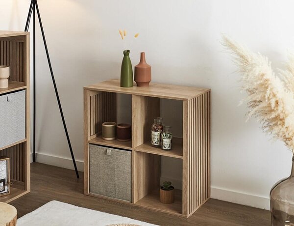 Ραφιέρα Οργάνωσης Klaus Home Deco Factory με 4 ράφια και διαστάσεις 69.6x66x32cm - Συνδυάζεται με κουτιά αποθήκευσης - Σε απόχρωση Ξύλου