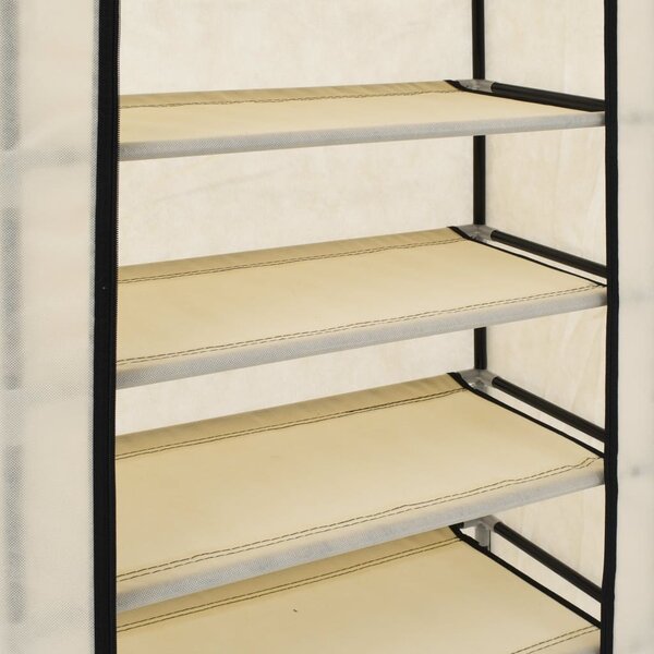 282429 vidaXL Shoe Cabinet with Cover Cream 58x28x106 cm Fabric