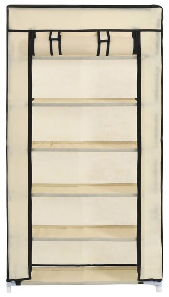 282429 vidaXL Shoe Cabinet with Cover Cream 58x28x106 cm Fabric