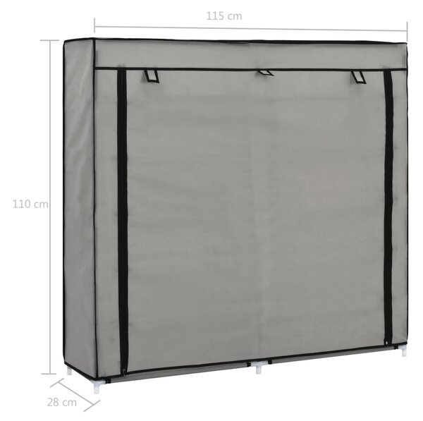 282434 vidaXL Shoe Cabinet with Cover Grey 115x28x110 cm Fabric