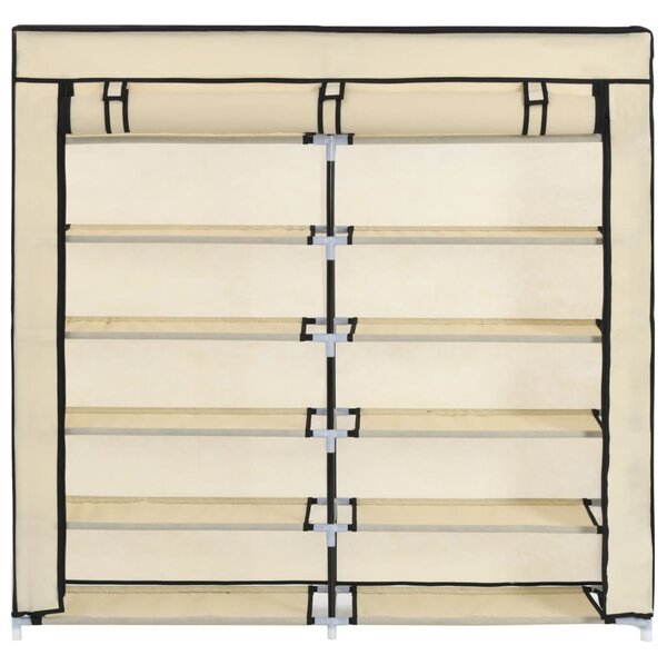 282433 vidaXL Shoe Cabinet with Cover Cream 115x28x110 cm Fabric