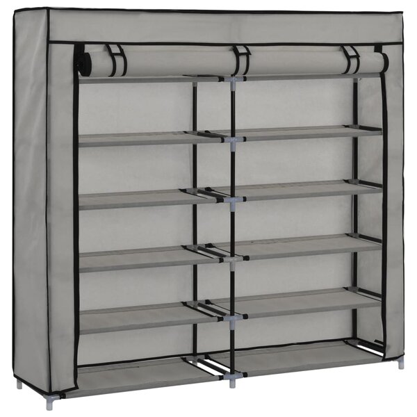 282434 vidaXL Shoe Cabinet with Cover Grey 115x28x110 cm Fabric