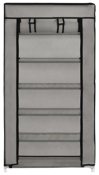 282430 vidaXL Shoe Cabinet with Cover Grey 58x28x106 cm Fabric