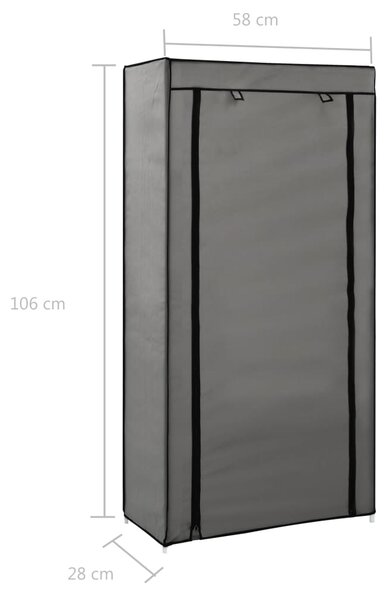 282430 vidaXL Shoe Cabinet with Cover Grey 58x28x106 cm Fabric