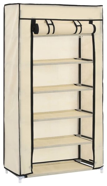 282429 vidaXL Shoe Cabinet with Cover Cream 58x28x106 cm Fabric