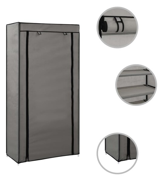 282430 vidaXL Shoe Cabinet with Cover Grey 58x28x106 cm Fabric