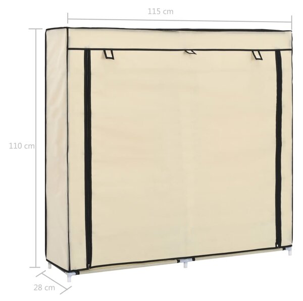 282433 vidaXL Shoe Cabinet with Cover Cream 115x28x110 cm Fabric