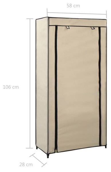 282429 vidaXL Shoe Cabinet with Cover Cream 58x28x106 cm Fabric