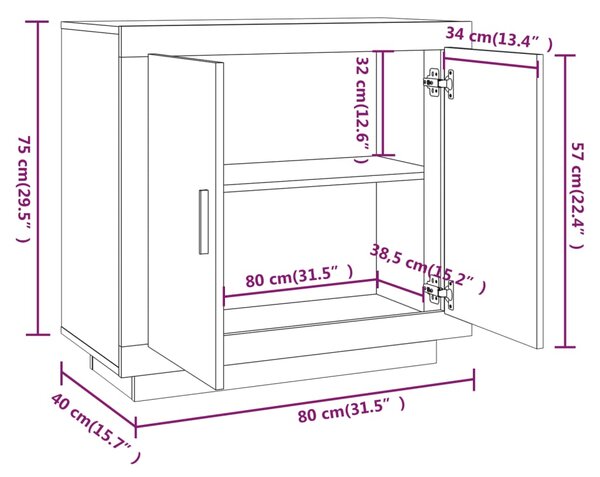 VidaXL Ντουλάπι Καπνιστή Δρυς 80 x 40 x 75 εκ. από Επεξεργασμένο Ξύλο