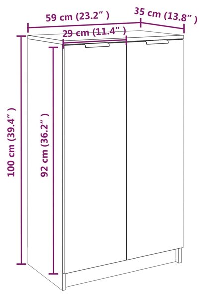 VidaXL Παπουτσοθήκη Λευκή 59x35x100 εκ. από Επεξεργασμένο Ξύλο