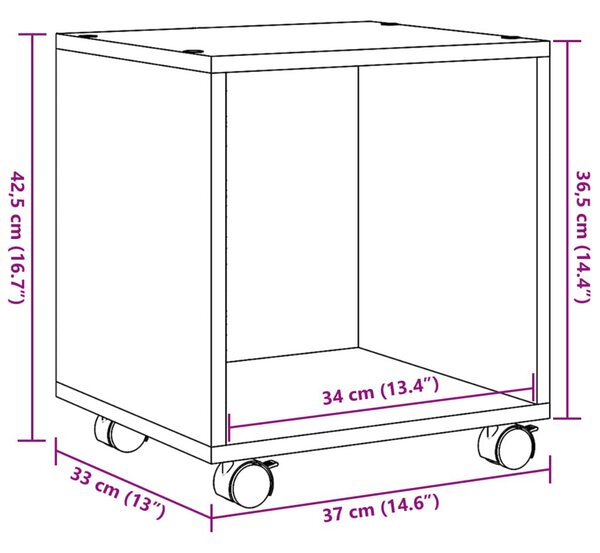 Ντουλάπι Τροχήλατο Μαύρο 37x33x42,5 εκ. από Επεξ. Ξύλο - Μαύρο