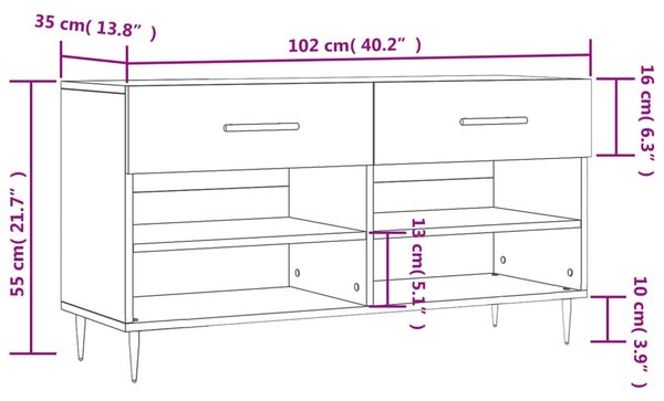 VidaXL Παπουτσοθήκη Καπνιστή Δρυς 102x35x55 εκ. από Επεξεργασμένο Ξύλο