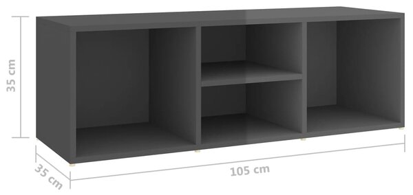 VidaXL Πάγκος Αποθήκ. Παπουτσιών Γυαλ. Γκρι 105 x 35 x 35εκ Επεξ. Ξύλο