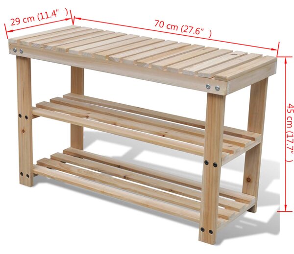 VidaXL Ραφιέρα Παπουτσιών / Πάγκοι 2 σε 1 από Μασίφ Ξύλο Ελάτης