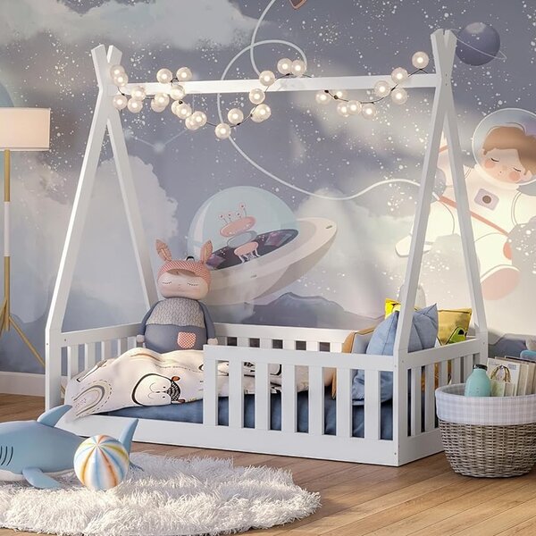 Κρεβάτι Montessori Tipi με κάγκελα White 70x140cm BC50044 BabyCute (Δώρο το Στρώμα)