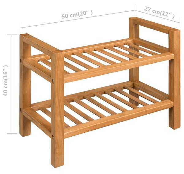 VidaXL Παπουτσοθήκη με 2 Ράφια 50 x 27 x 40 εκ. από Μασίφ Ξύλο Δρυός