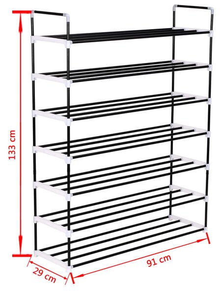 VidaXL Παπουτσοθήκη με 7 Ράφια Μαύρη από Μέταλλο και Πλαστικό