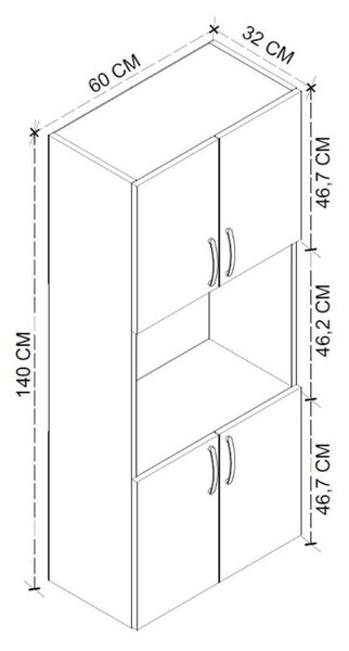 Ντουλάπα κουζίνας Armado Megapap χρώμα λευκό 60x32x140εκ