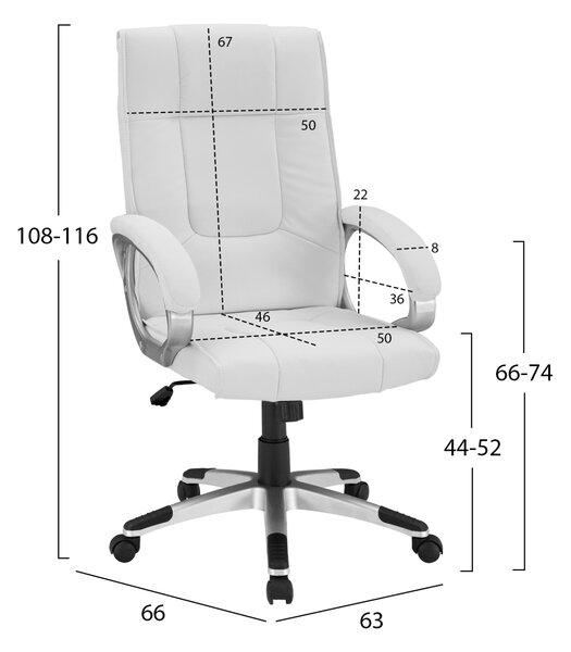 ΚΑΡΕΚΛΑ ΓΡΑΦΕΙΟΥ CHANDER HM1092.02 ΛΕΥΚΗ 63x66x116 εκ