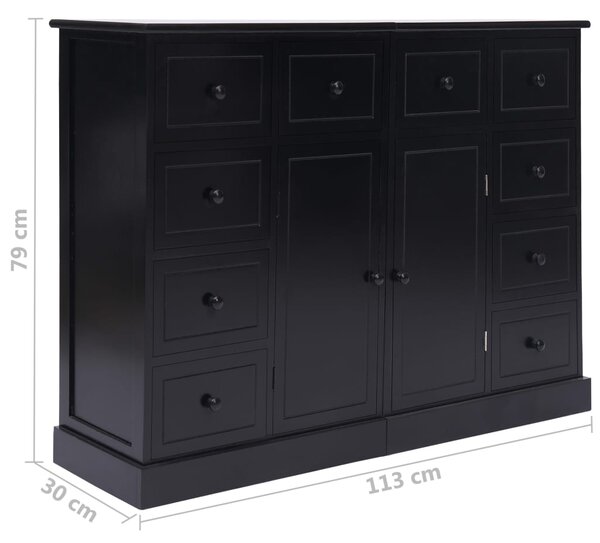 VidaXL Ντουλάπι με 10 Συρτάρια Μαύρο 113 x 30 x 79 εκ. από Ξύλο