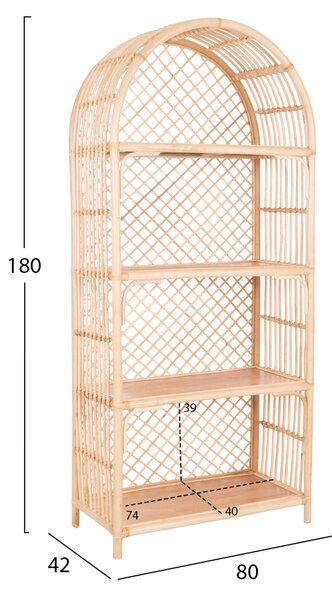 ΒΙΒΛΙΟΘΗΚΗ FB99552.12 ΑΠΟ ΦΥΣΙΚΟ RATTAN ΣΕ ΦΥΣΙΚΟ ΧΡΩΜΑ 80x42x180Υεκ